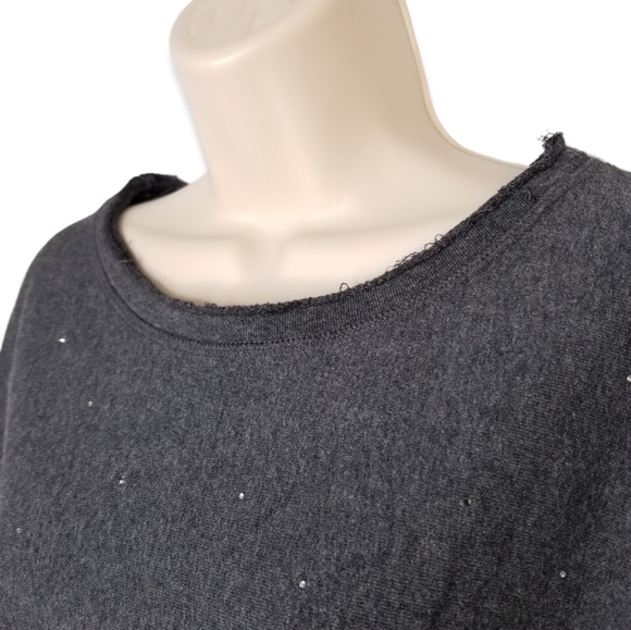 MNY Marc New York Long Sleeve Knit Embellished Gray Top Size L - Picture 4 of 8